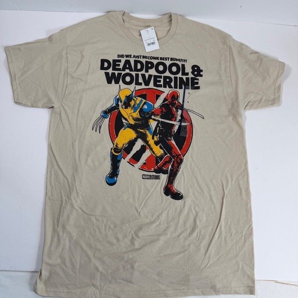 Marvel Other - New Deadpool & Wolverine Graphic T Shirt Large Beige Marvel Movie Tee NWT